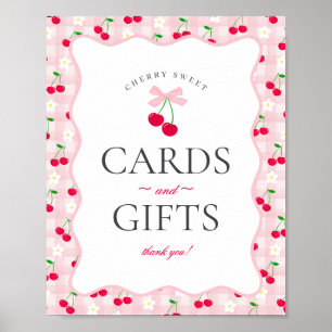 Cherry Sweet Rosa Coquette Gingham Cards & Gifts Poster