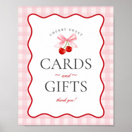 Cherry Sweet Rosa Coquette Gingham Cards & Gifts Poster