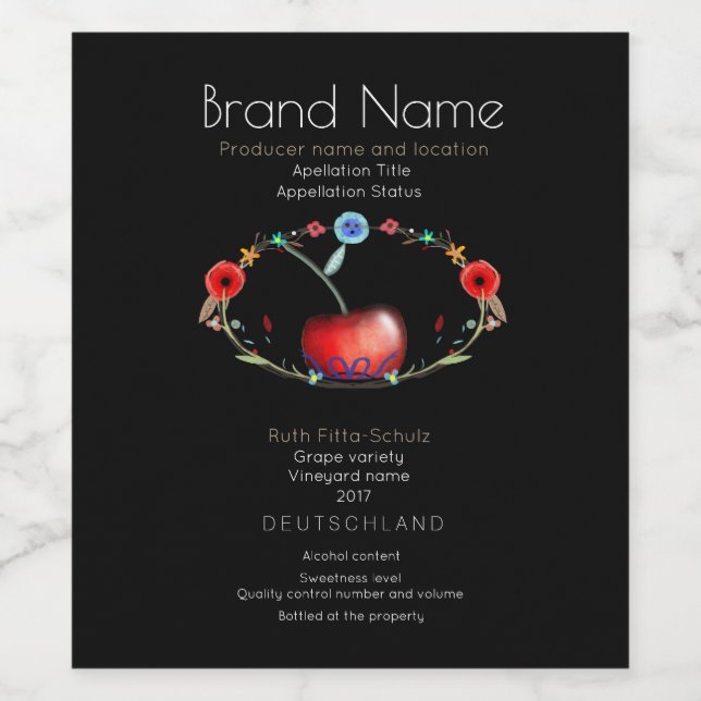 Cherry Sweet Young Vin Vinflaska Etikett (Singel etikett)