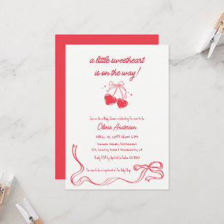 Cherry sweetheart Baby Shower Invitation Inbjudningar
