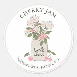 Cherry Sylt Mason Burk Jelly Runt Klistermärke