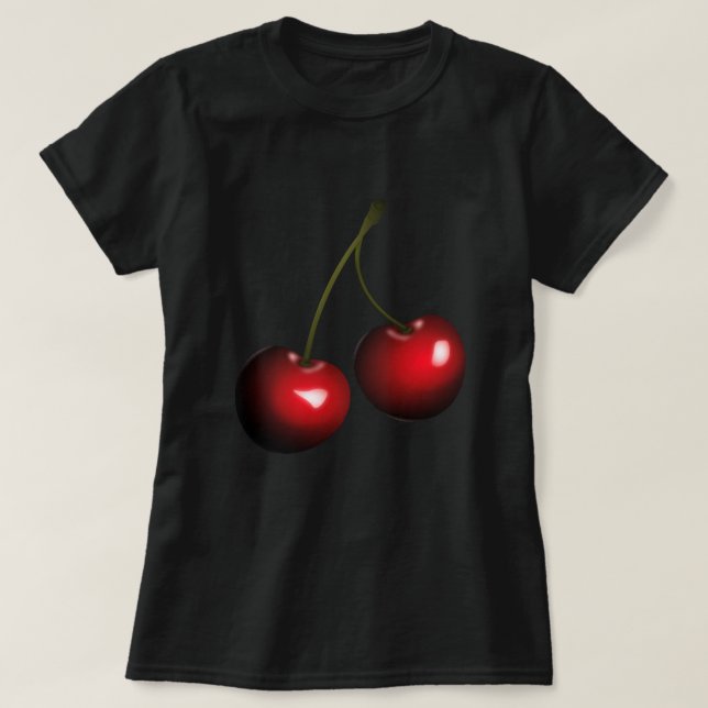 Cherry T-Shirt Fruits Funny Design - Välj Färg (Design framsida)