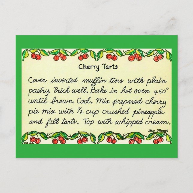Cherry Tarts Recept Postkort Vykort (Framsida)