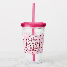Cherry Theme First Birthday Acrylic Tumbler Take Away Mugg