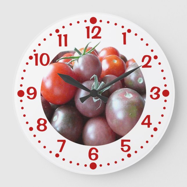 Cherry Tomates Anpassningsbar Kitchen Clock med mi Stor Klocka (Framsida)