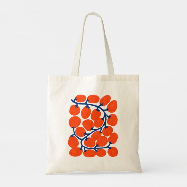 Cherry Tomates on Vine Illustration Tote Tygkasse (Baksida)