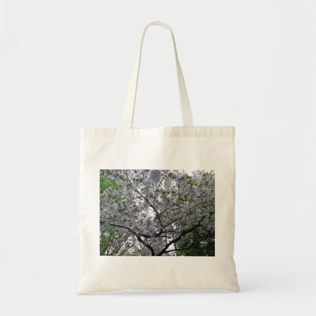 Cherry Träd Flower Blommigt Botanic Canvas Tote Ba Tygkasse (Framsidan)