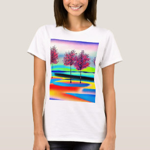 Cherry träd i översvämningen vatten t shirt