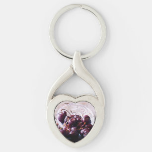 Cherry Twisted Heart Silverfärgad Nyckelring