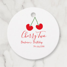 Cherry two 2nd birthday red cherry kids simple  gåvor etiketter