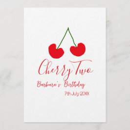 Cherry two 2nd birthday red cherry kids simple  inbjudningar