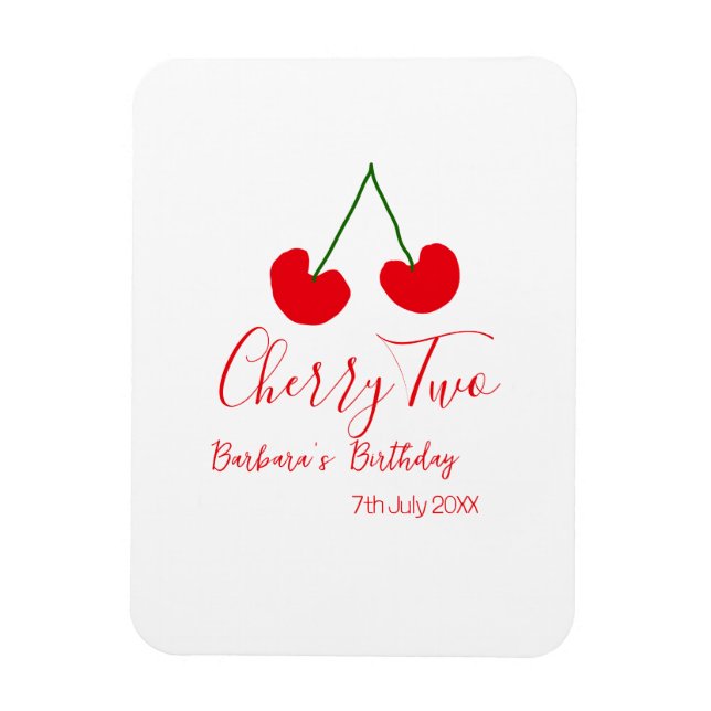 Cherry two 2nd birthday red cherry kids simple  magnet (Vertikal)
