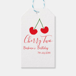 Cherry two 2nd birthday red cherry kids simple  presentetikett