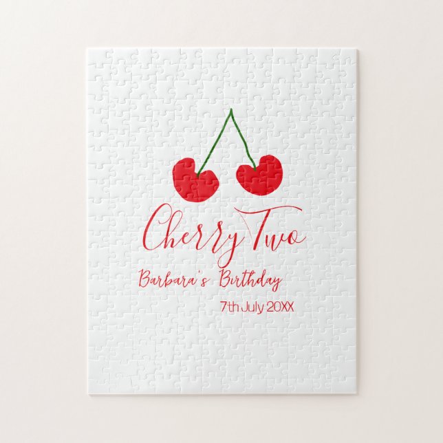 Cherry two 2nd birthday red cherry kids simple  pussel (Vertikal)