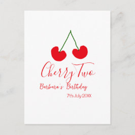 Cherry two 2nd birthday red cherry kids simple  vykort