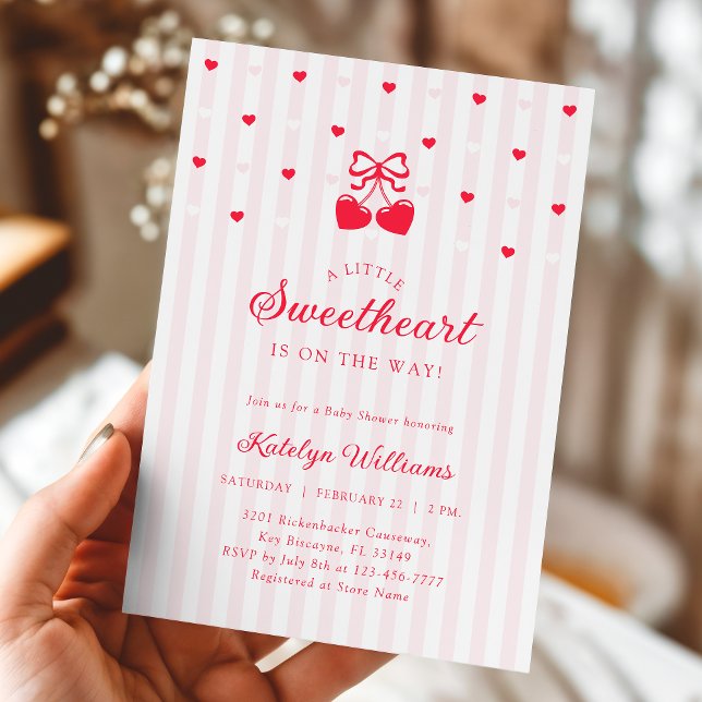 Cherry Valentine Bow Baby Shower Invitation Inbjudningar (Skapare uppladdad)