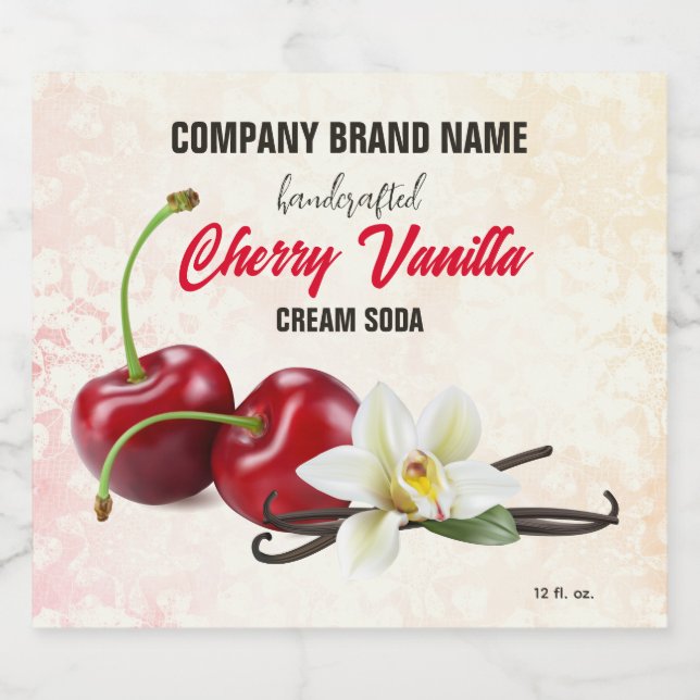 Cherry Vanilla Ölflaska Etikett (Singel etikett)