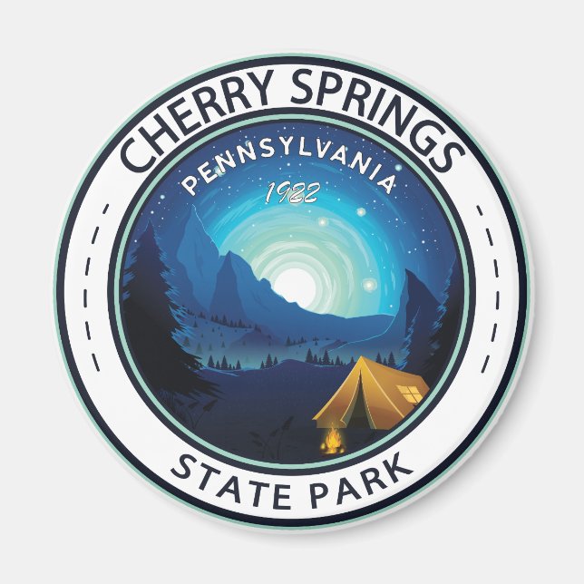 Cherry Vår State Park Pennsylvania Badge Magnet (Framsidan)
