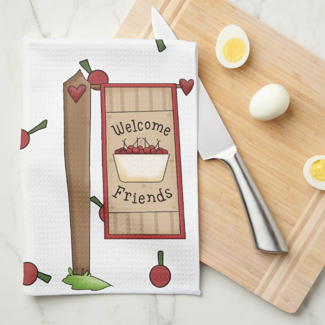 Cherry Welcome Friends Kitchen Towel Kökshandduk (Vikt i Fjärdedel)