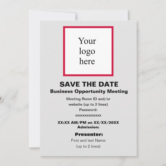 Cherry/Wht./Lt. Grått Virtuella Buss. Opp. Mtg. Lo Spara Datumet (Framsida)