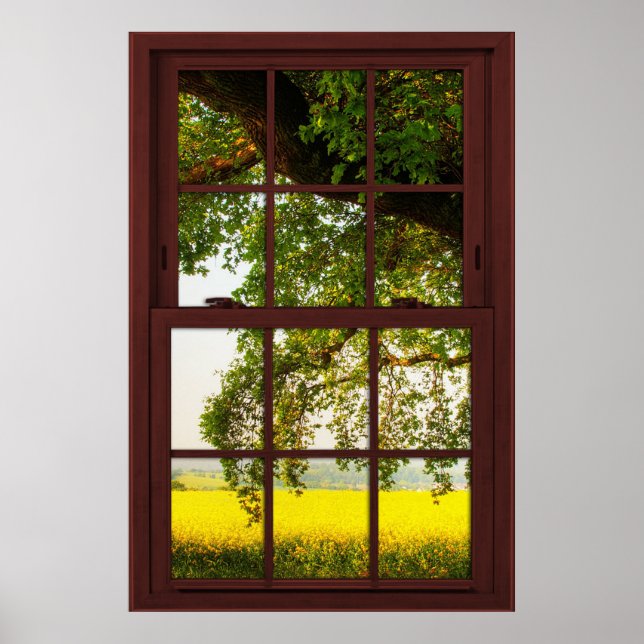 Cherry Wood Bild Window Oak Träd View Poster (Framsidan)