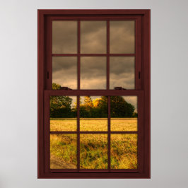 Cherry Wood Bild Window Scenery - Stormy Himlar Poster