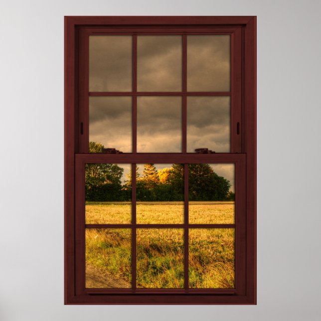 Cherry Wood Bild Window Scenery - Stormy Himlar Poster (Framsidan)