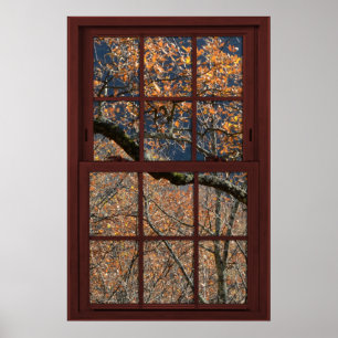 Cherry Wood Faux Window Höst löv View 1 av 2 Poster