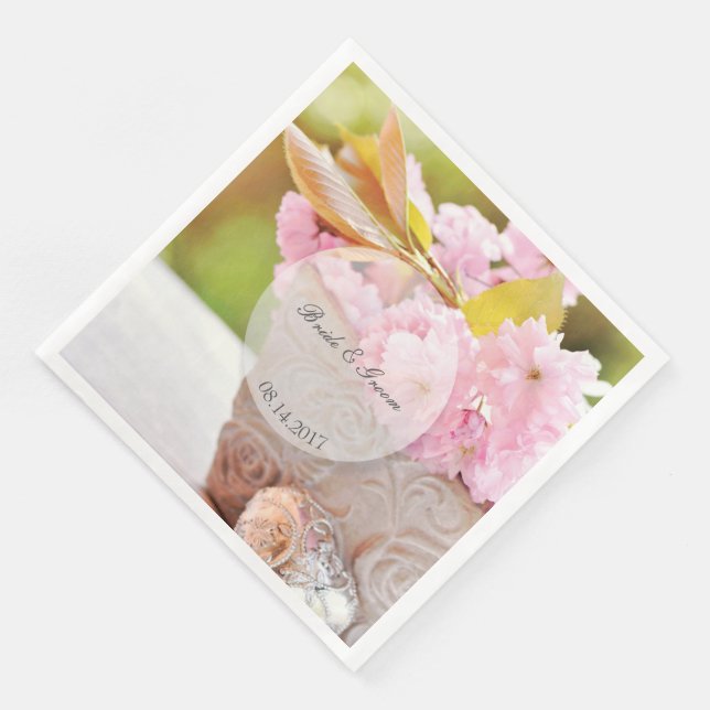 Cherryblossoms editable bröllop pappersservett (Hörn)