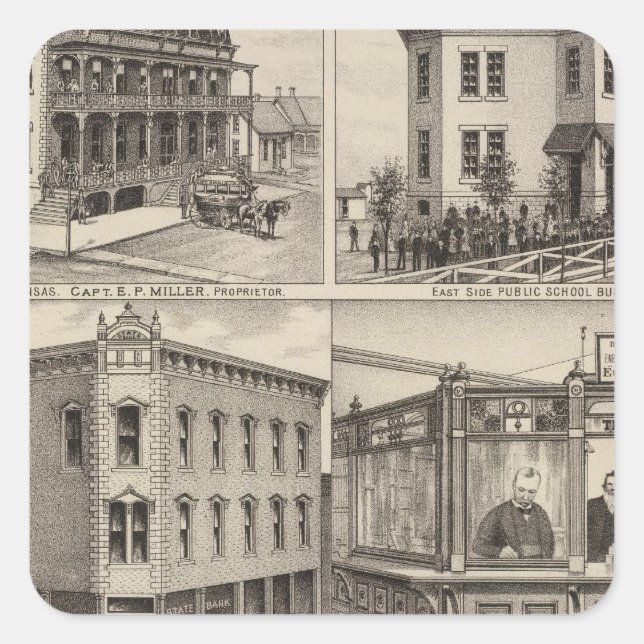 Cherryvale, Kansas Fyrkantigt Klistermärke (Framsida)