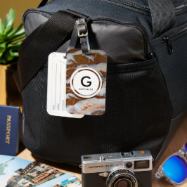 Chert Sten med Quartz Veins och Monogram Bagagebricka