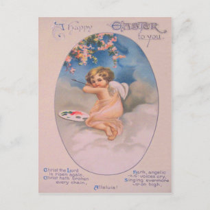 Cherub Angel Cherry Träd Painting Pallet Christian Vykort