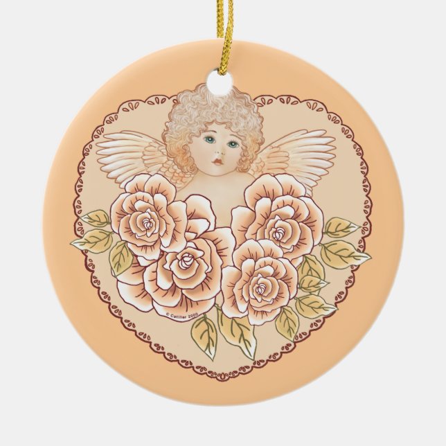 Cherub Angel Heart-anpassningsbar ornament (Framsidan)