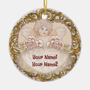 Cherub Angel Heart Julgransprydnad Keramik