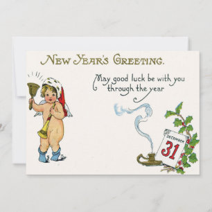 Cherub Angel Holly Calendar Bell Horn Inbjudningar