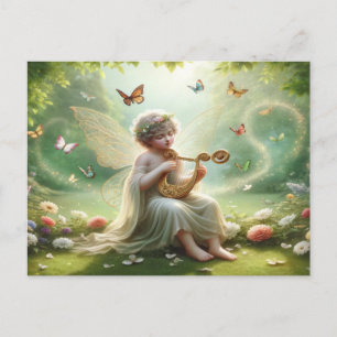 Cherub Angel Uppläggnings Harp Vykort