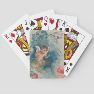 Cherub Cupid Cobweb Glöm-Me-Not Heart Spel Kort