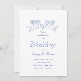 Cherub Cupid Couple Holding Heart Wedding Inbjudningar