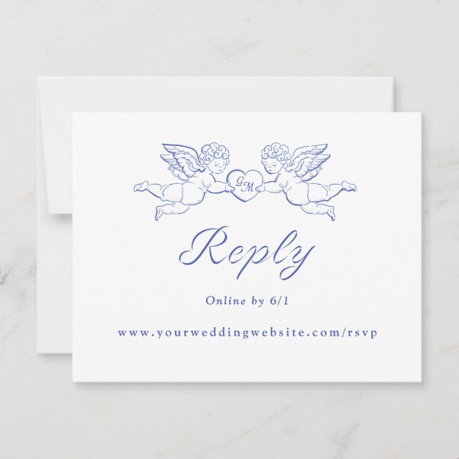 Cherub Cupid Couple Holding Heart Wedding Online OSA Kort (Framsida)