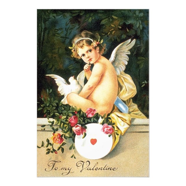 Cherub Cupid Dove Ro Heart Fototryck (Framsidan)