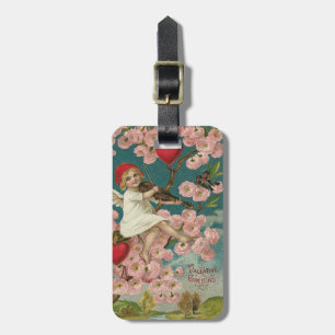 Cherub Cupid Ro Heart Violin Träd Bird Bagagebricka