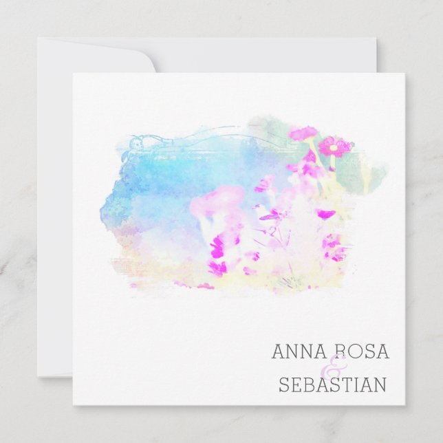 *~* Cherub Flower AR12 QR PHOTO OSA Bröllop Inbjudningar (Framsida)