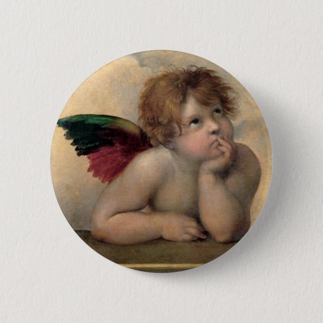 Cherub från Sistine Madonna av Raphael Knapp (Framsida)