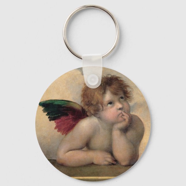 Cherub från Sistine Madonna av Raphael Nyckelring (Framsida)