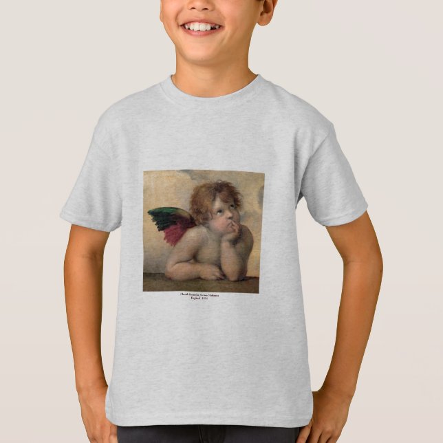Cherub från Sistine Madonna vid Raphael T-shirt (Framsida)