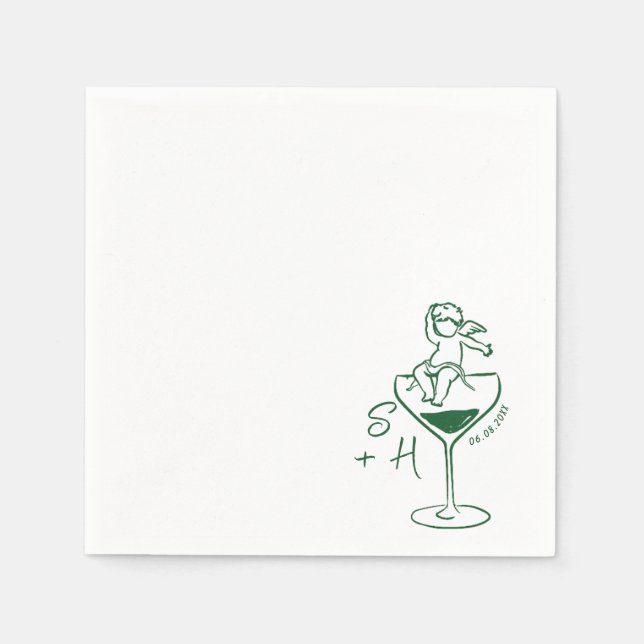 Cherub Hand plockade Cupid Icon Cocktail Bröllop Pappersservett (Framsidan)