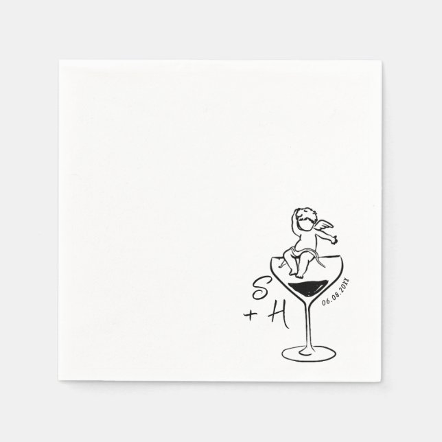 Cherub Hand plockade Cupid Icon Cocktail Bröllop Pappersservett (Framsidan)