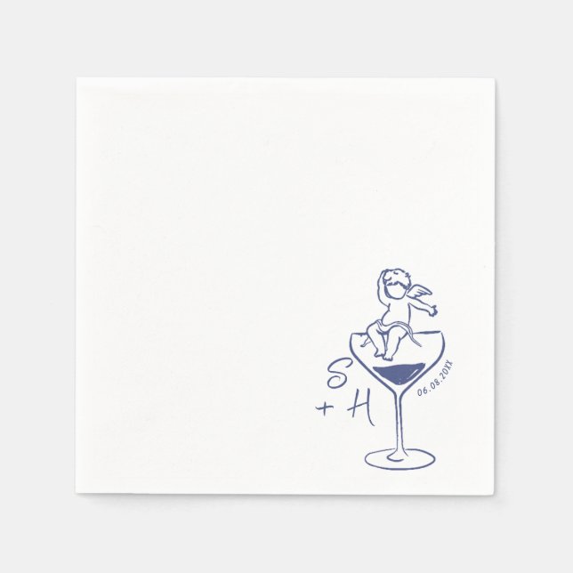 Cherub Hand plockade Cupid Icon Cocktail Bröllop Pappersservett (Framsidan)