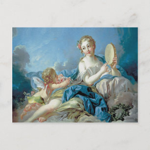 Cherub med blommor vykort