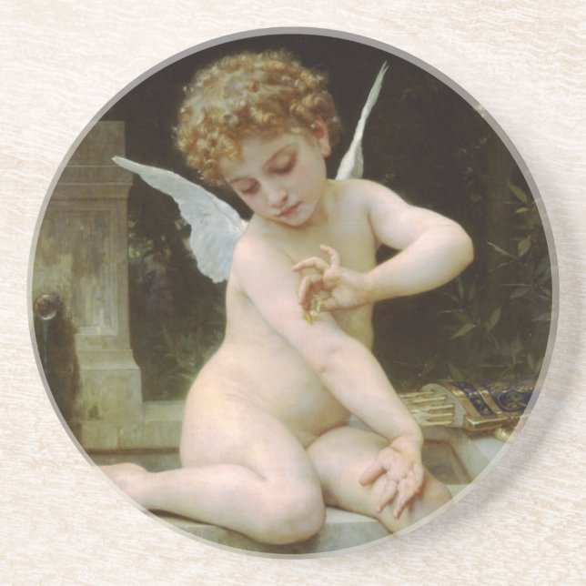 Cherub med en fjäril underlägg sandsten (Framsidan)
